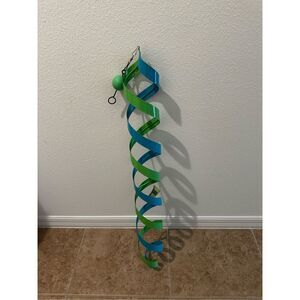 NWT Evergreen Twirler,Conical Swirl Hanging Wind Twirler Blue Green Metal 43,7”